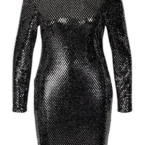 Plus Sequin Shoulder Pad Shift Dress